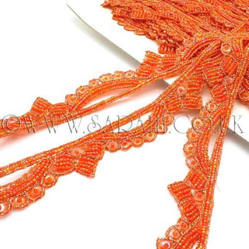 ORANGE BEADED FLORAL trim sewing beaded Etsy
