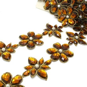 BROWN RHINESTONE FLORAL trimmen Perlen trimmen