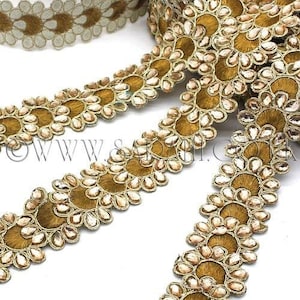 BRAUN GOLD RHINESTONE Blumen trimmen Perlen trimmen Handwerk Verschönerung