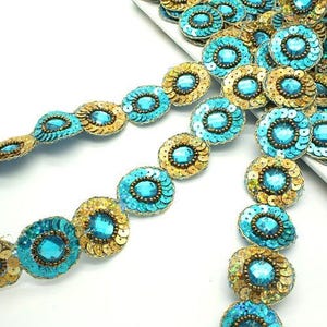 BLAU RHINESTONE trimmen mit Strass Perlen trimmen türkis trimmen