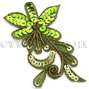 GRÜN Pailletten Blumen APPLIQUE,MOTIV