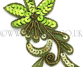 GREEN sequin floral APPLIQUE,MOTIF