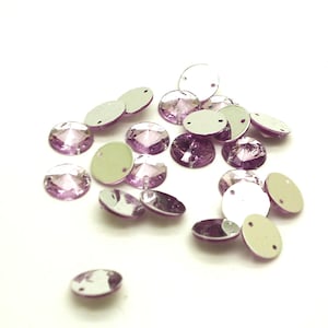Strass ronds en acrylique LILAS à dos plat, 50 pièces, 10 mm