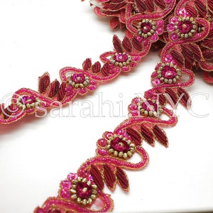 PINK GOLD floral beaded trim
