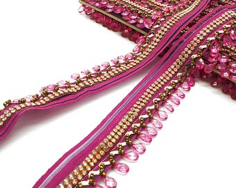 CERISE GOLD FRINGE trim