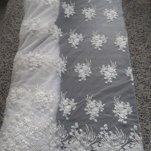 WHITE BEADED WEDDING fabric