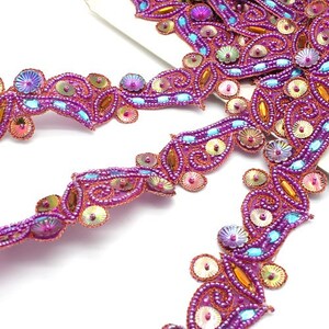 PURPLE RHINESTONE beaded trim zdjęcie 3