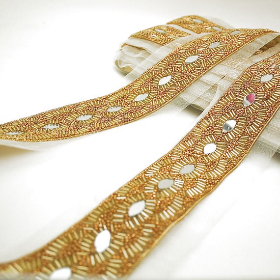 Gold Beaded Mirror Trim, Decorative Ribbon, per Yard - Etsy display picture 1