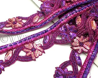 CERISE PURPLE PINK sequin trim