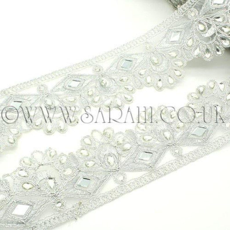 SILVER MIRROR PEARL beaded trim,trimming,costume,sequin edging,stones,beads,fashion,crafts,sewing,embellishment,decoration