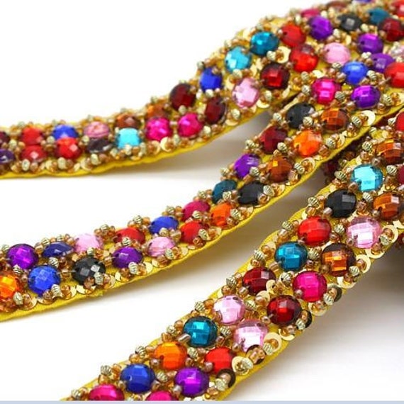 MULTI COLOR RHINESTONE beads TRIM Rhinestone trimming,edging,EMBELLISHMENT,CRAFT
