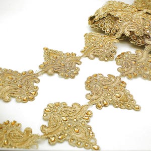 GOLD EMBROIDERY RHINESTONE  trim