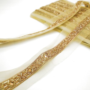 GOLD STONE trim gold beaded trim gold trim