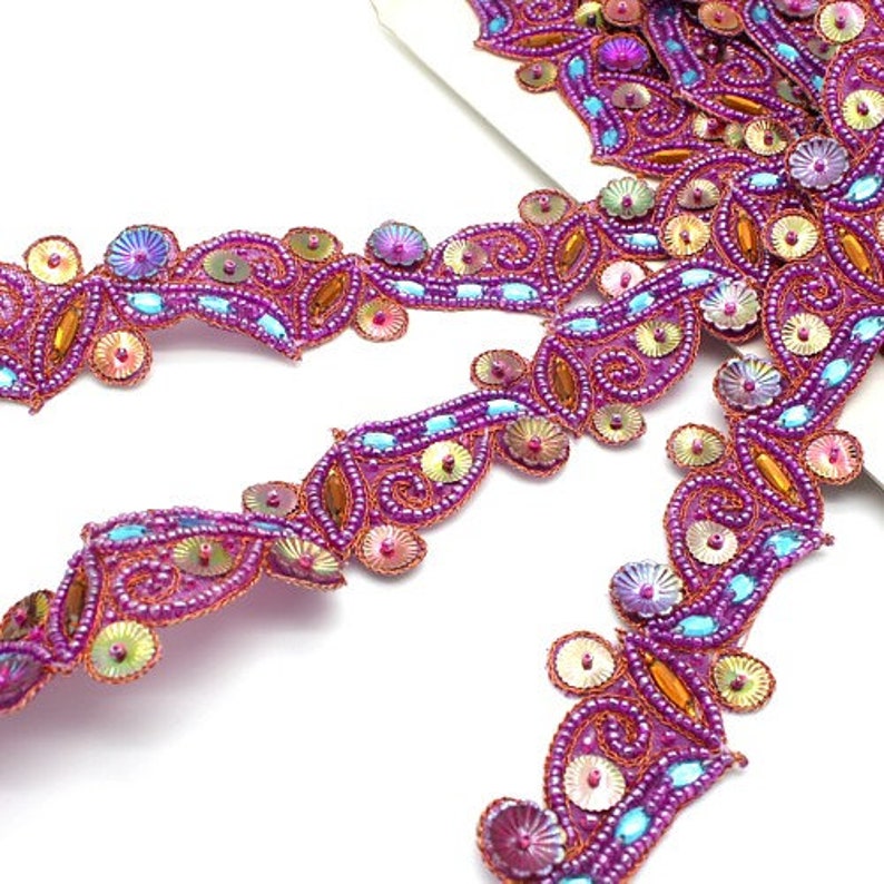 PURPLE RHINESTONE beaded trim zdjęcie 2