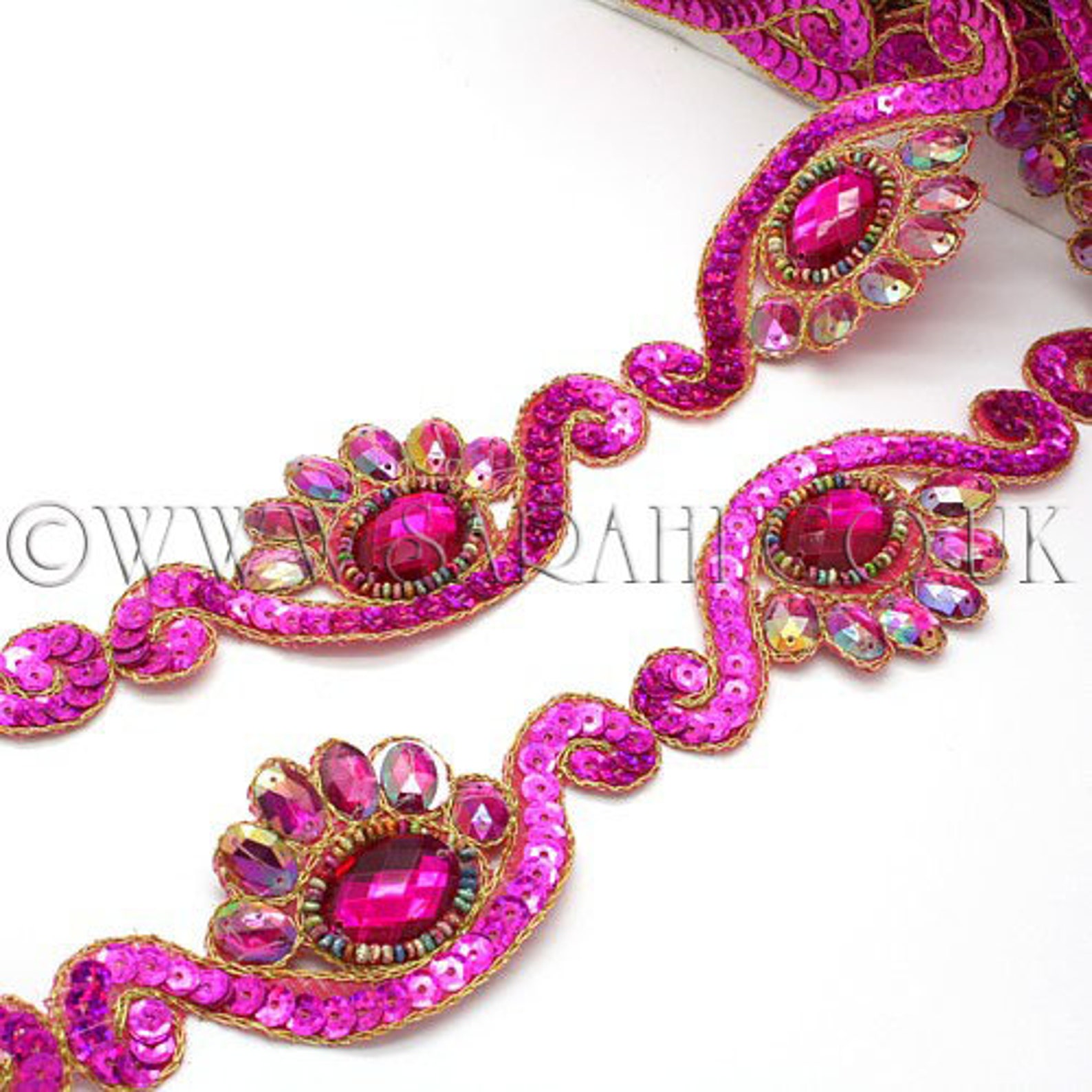 HOT PINK RHINESTONE beaded trimtrimmingcostumesequin Etsy