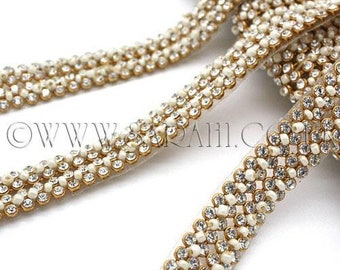 GOLD CRYSTAL BEADED beaded trim