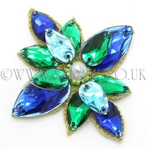 BLAU Blumen Strass APPLIKAT,MOTIV