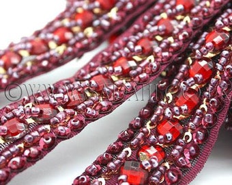 MAROON RHINESTONE trim