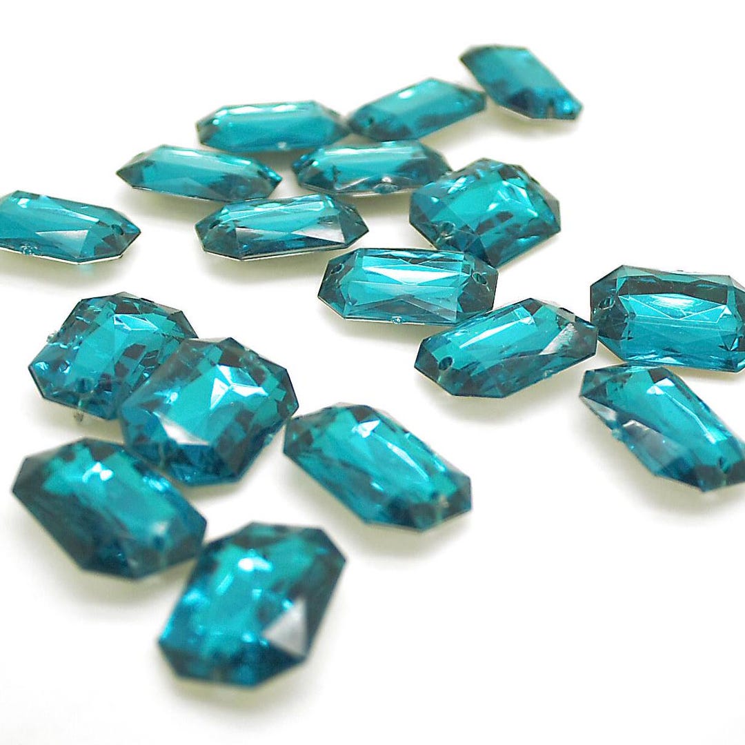TEAL 25mm RECTANGLE Jewels Gems Rhinestones - Etsy