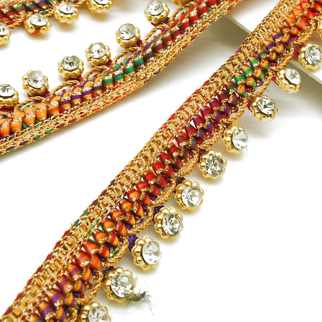 Multicolor Rhimestone Fringe MULTICOLOR RHINESTONE Edging Trim - Etsy