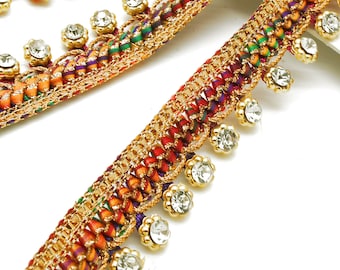 MULTICOLOR RHINESTONE edging trim