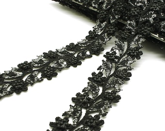 BLACK SILVER sequin lace, trim