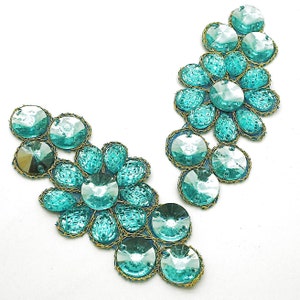 Coppia di applicazioni di strass turchesi con motivo STRASS turchese, applicazioni