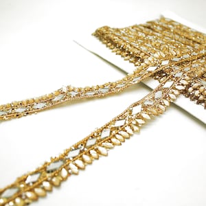 GOLD RHINESTONE MIRROR trim,beaded trim,trimming,costume,edging,stones,beads,fashion,art,crafts,sewing,embellishment,decoration