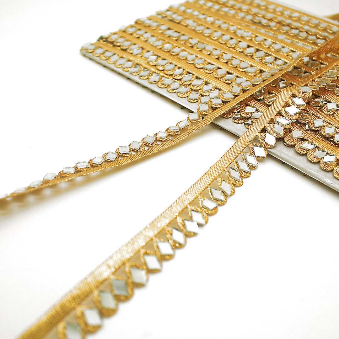 GOLD THIN MIRROR Trim With Mirror Ribbon - Etsy