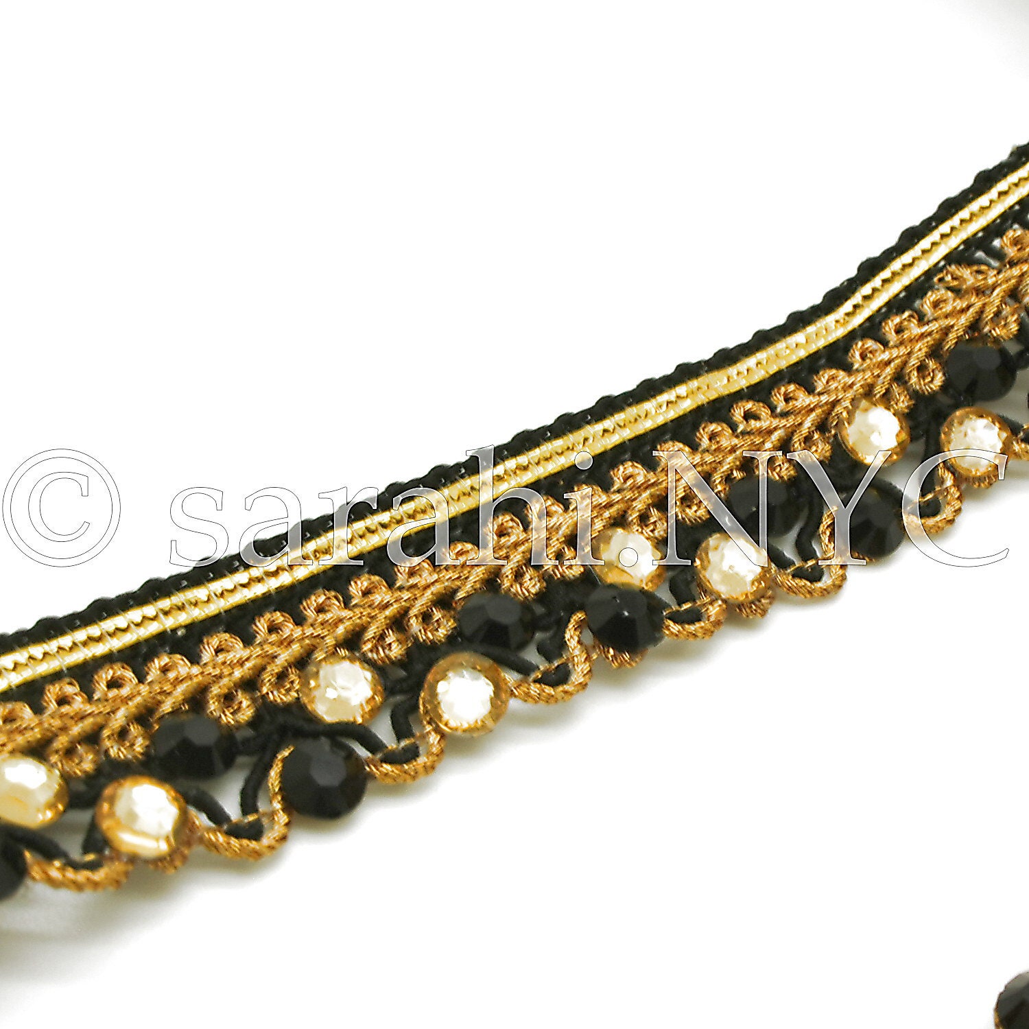 BLACK GOLD RHINESTONE Woven Edging Trim Etsy