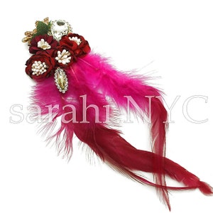 Aplique de PLUMA ROJA ROSA, motivo