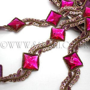 HOT PINK RHINESTONE trimmen mit Perlen und Pailletten Perlen pink trimmen