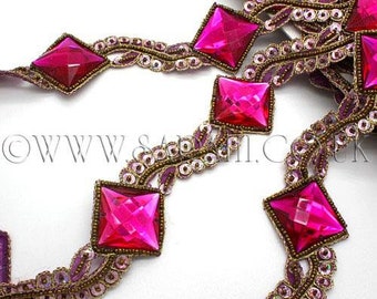 Garniture STRASS ROSE CHAUD