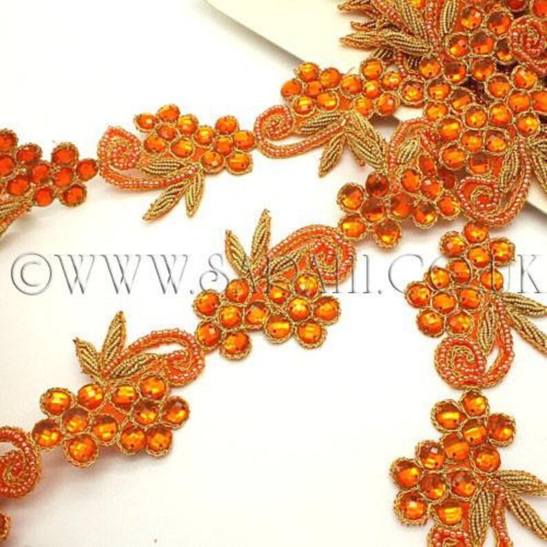 ORANGE RHINESTONE bead TRIM Rhinestone trimming,edging,EMBELLISHMENT,COSTUME,ART ORANGE RHINESTONE bead TRIM Rhinestone trimming,edging,EMBELLISHMENT,COSTUME,ART