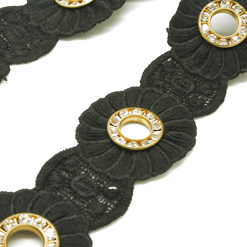 BLACK LACE TRIM Black Trim Black Gold Trim Black Beaded Trim Etsy