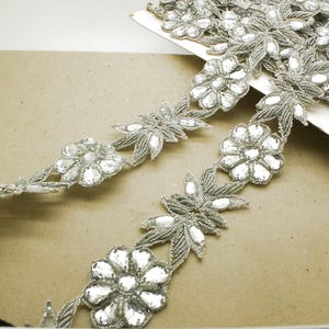 ZILVEREN STRASS-versiering zilveren kralenversiering zilveren paillettenversiering