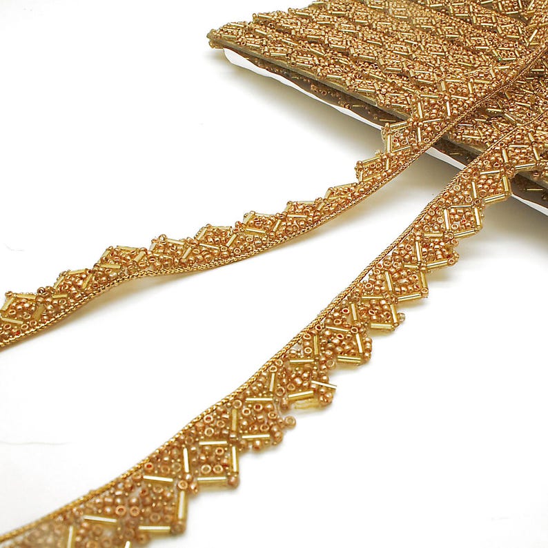 GOLD BEADED EDGING Trim Gold Beaded Trim Gold Bead Trim Gold Trim - Etsy