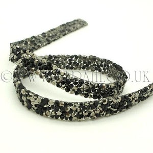 BLACK GRAY HOTFIX crystal trim