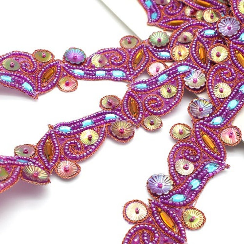 PURPLE RHINESTONE beaded trim zdjęcie 1