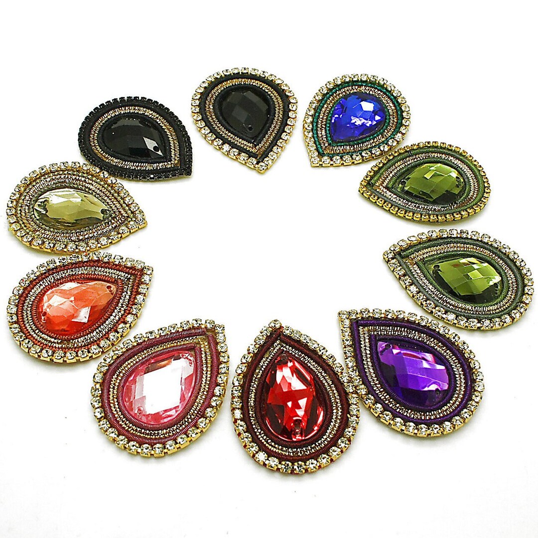 White AB Glass Rhinestone Tear Drop Jewels Crystal Applique Size