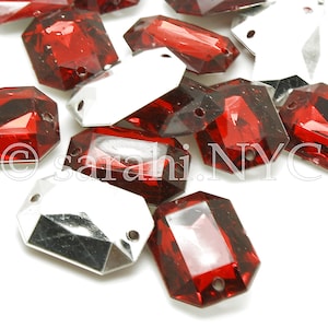 RED 25mm RECTANGLE Rhinestones