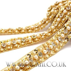 GOLD PEARL RHINESTONE beaded trim