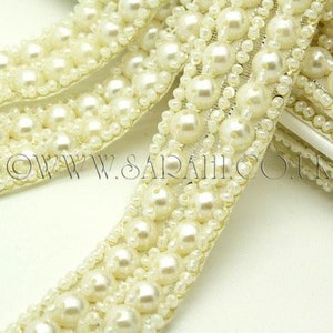 PEARL CREAM beaded trim pearl trim pearl ribbon white beaded trim