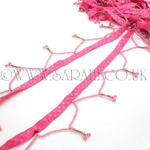 PINK BEADED FRINGE beaded fringe with beads pink fringe