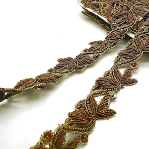 BRAUNE PERLEN BLUMEN Paillettenborte braun trimmen braune Perlenborte braun Paillettenborte