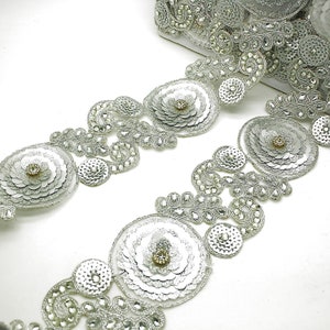 ZILVEREN strass paillettenband