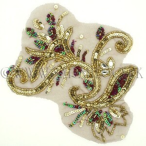 GOLD MAROON STRASS Applikation