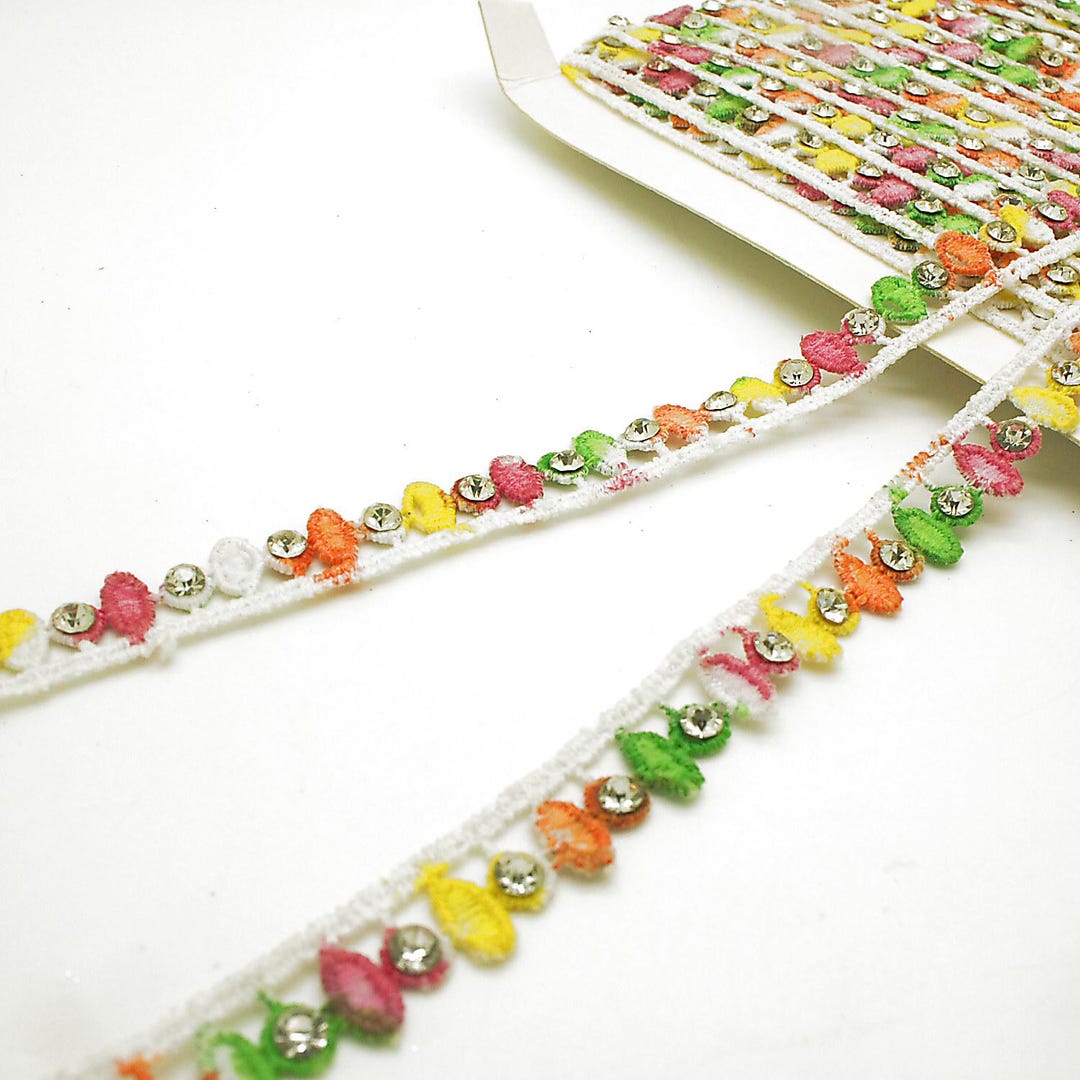 Multicolor Rhimestone Fringe MULTI-COLOR RAINBOW Rhinestone Trim Trim With Rhinestones - Etsy