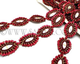 MAROON MIRROR SEQUIN beaded trim