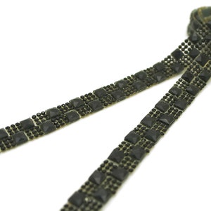 BLACK HOT FIX stone trim beaded rhinestone black trim with sequins beads crafted embellishments